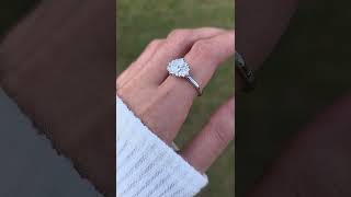 Stunning Samantha floral cluster diamond engagement ring crafted in 18K white gold. #diamondring