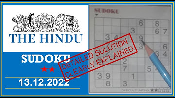 How to Solve 2 Star Hindu  Sudoku Dec 13,  2022 -  Step By Step Solution