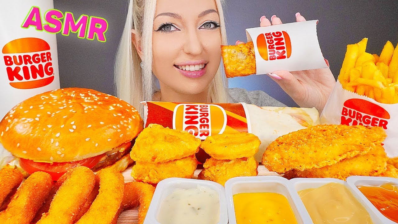 ASMR EATING BURGER KING, CHICKEN NUGGETS, ONION RINGS, SHAWARMA (FAST FOOD) MUKBANG, 버거킹 먹방