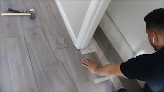 How To Install Vinyl Plank Flooring around door Jambs Of A Closet  Step By Step  DIY