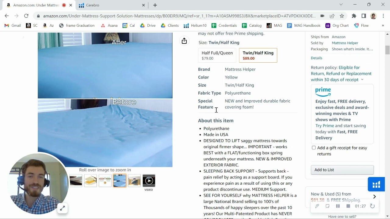 ASIN Review: Under Mattress Support - Fix Your Sagging Mattress - B00EIR9JMQ - Amazon FBA