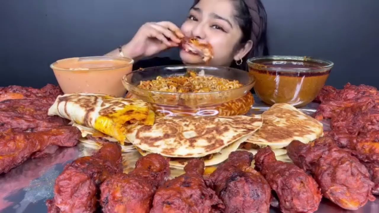 Eating chicken leg spicy food eating curry spicy chicken curry 