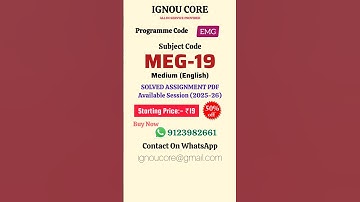 MEG 19 Solved Assignment PDF 2025-26 in English, MEG program MEG-19 Solved assignments
