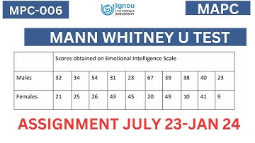 |Ignou mapc mann whitney u test  solved assignment| ignou mapc statistics july 23 assignment|