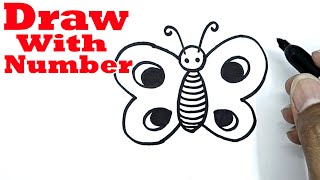 how to draw a butterfly easy with number 3 drawing with number