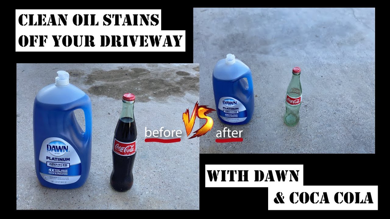 Life hack! Dawn detergent & Coca Cola clean engine oil stains off your  driveway! Cheap & easy fix!