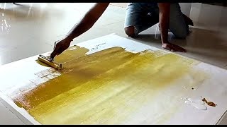 EASY / Abstract Painting Demonstration / Using Acrylics & Rubber Brayer