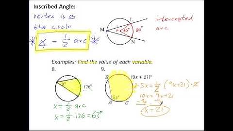 Angles and Arcs in Circles Part 2