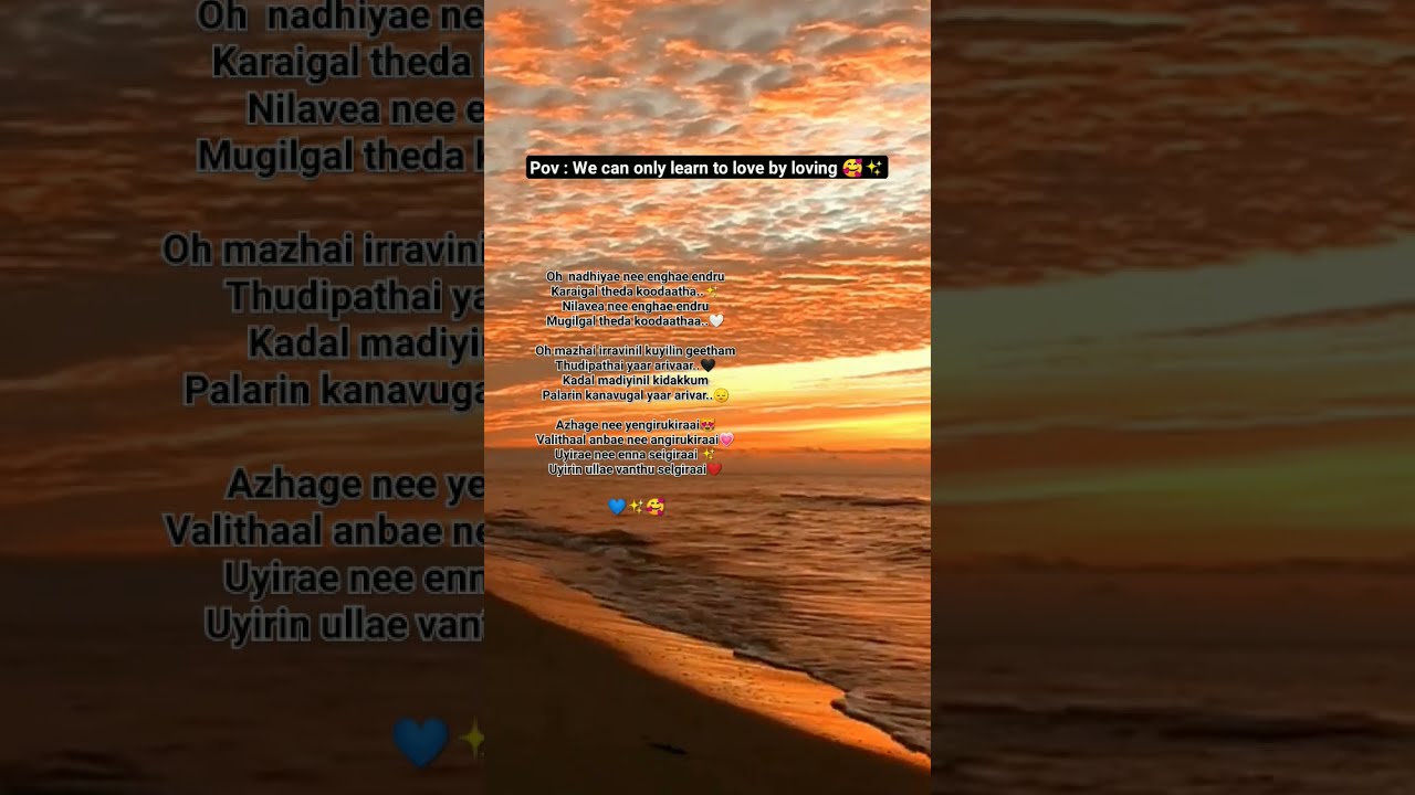 Siragugal vanthathu song❤️Oh nathiyae nee enghae endru song lyrics Whatsappstatus💙#shortsfeed#shorts