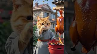 cat cooking duck pecking #cat #cutecat #ai