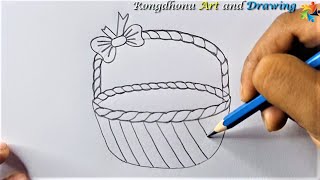 How to Draw a Basket | Jhuri Drawing