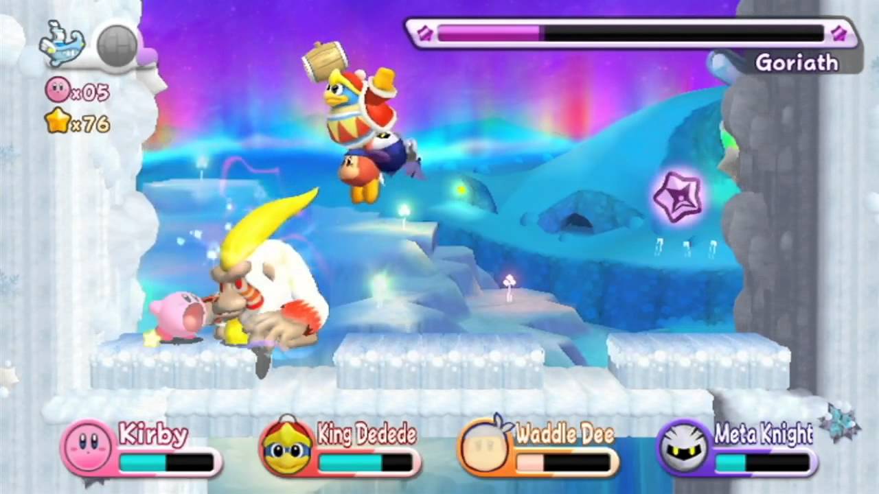 Kirby's Return to Dream Land - World 4: White Wafers - Stage 6 Boss (All Collectables)