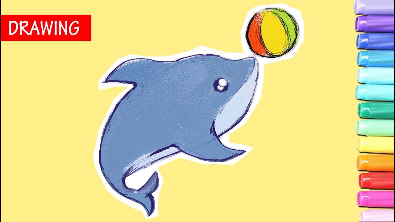 How To Draw A Cartoon Dolphin Cute And Easy イルカの描き方 Youtube