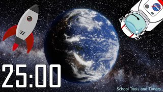 25 Minute  Rotating 🌎 Earth Countdown Timer - Float Through Space! 👨🏻‍🚀
