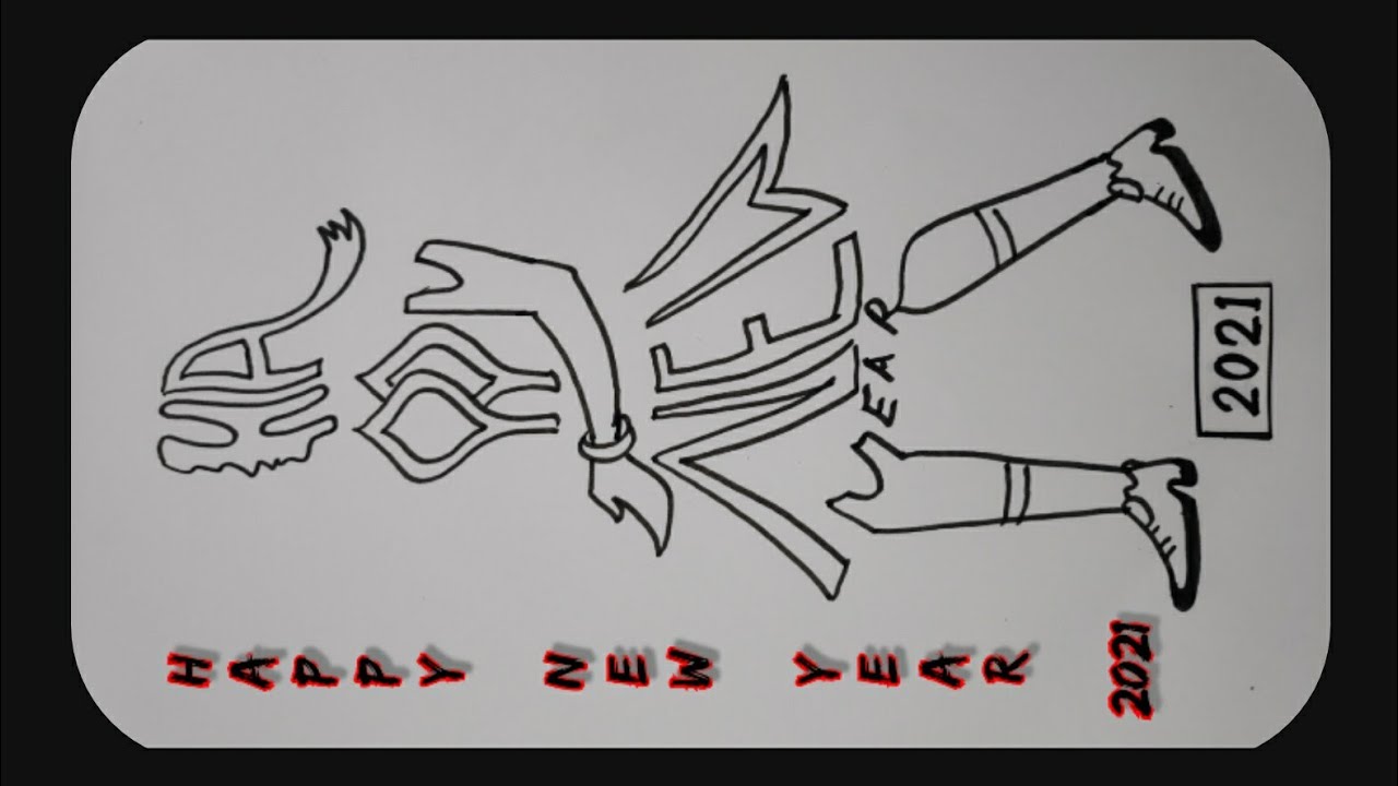 Happy New Year Drawing // happy new year drawing for beginners 2021// happy new year 2022
