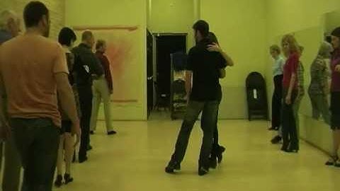 Argentine Tango Lesson - Cross Walking on Right side, Leading into a change of Direction