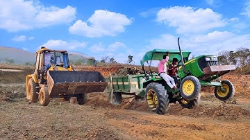 New Jcb 3dx Backhoe Machine Loading Red Mud In John Deere tractor stunt | jcb video