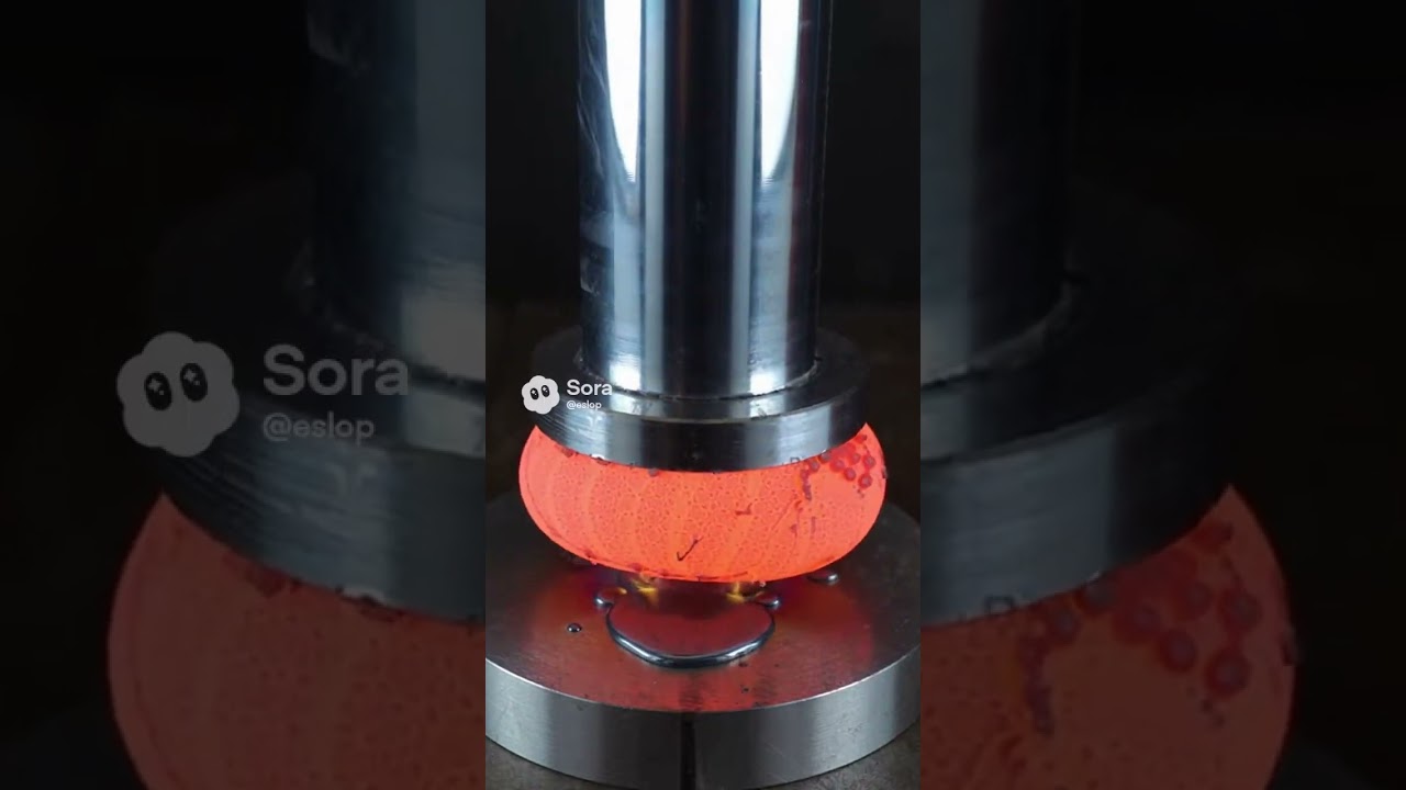 Hydraulic press vs a red hot nickel ball