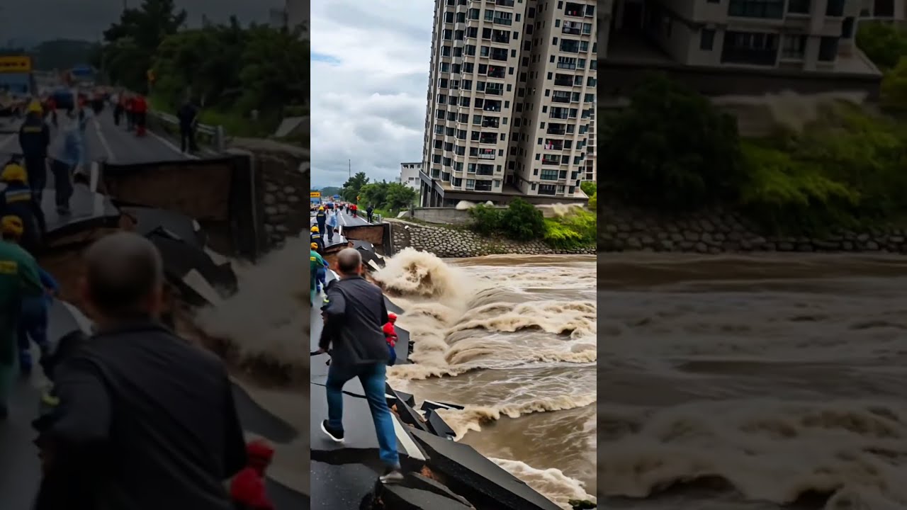 Land Subsidence Topples Building By The River 
