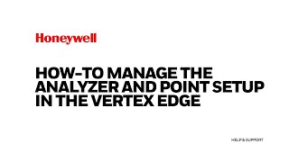 Vertex Edge - How To Video: Profile Management - Analyzer and Point Setup