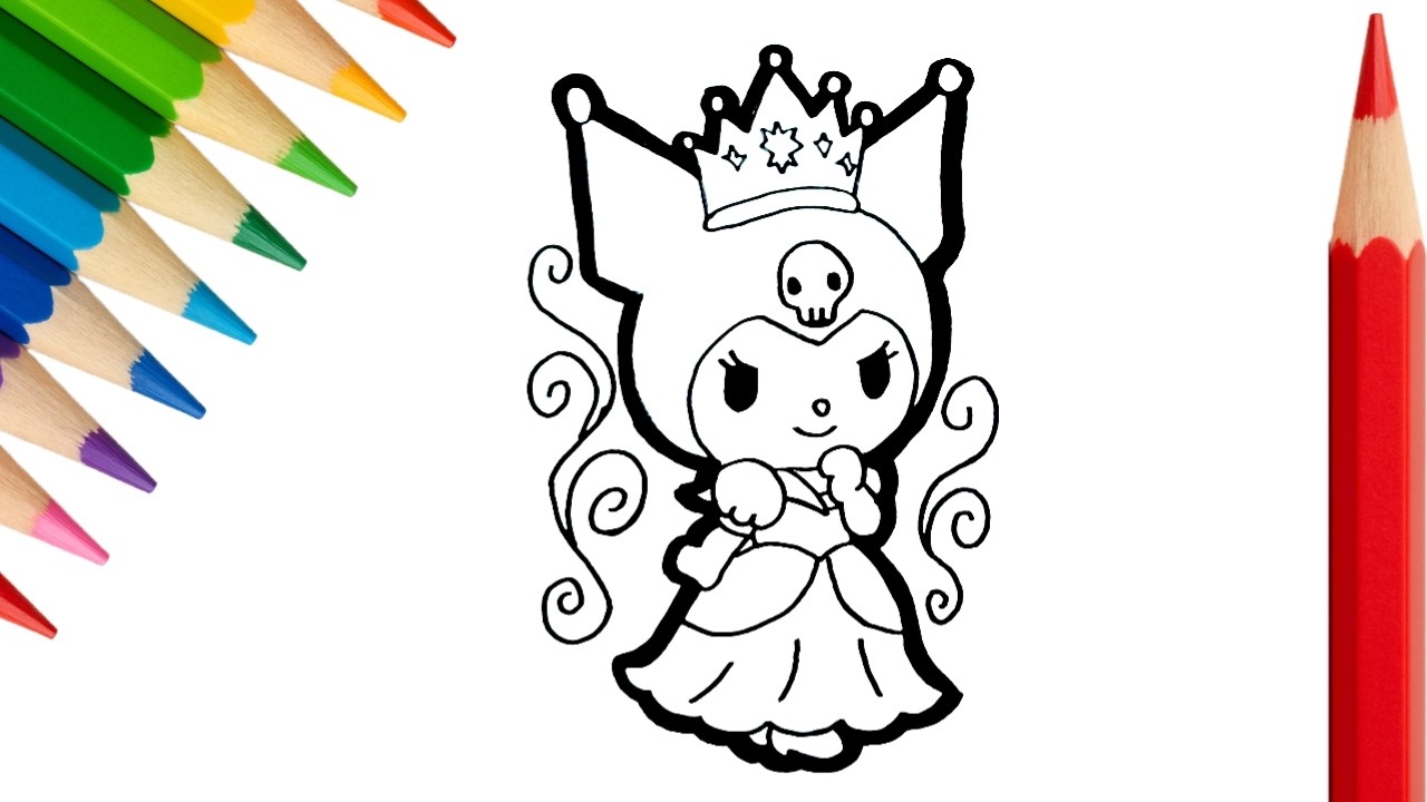 Wow! Học Vẽ Và Tô Màu Kuromi Mặc Váy Đẹp 🎀🖤 | Dành Cho Bé