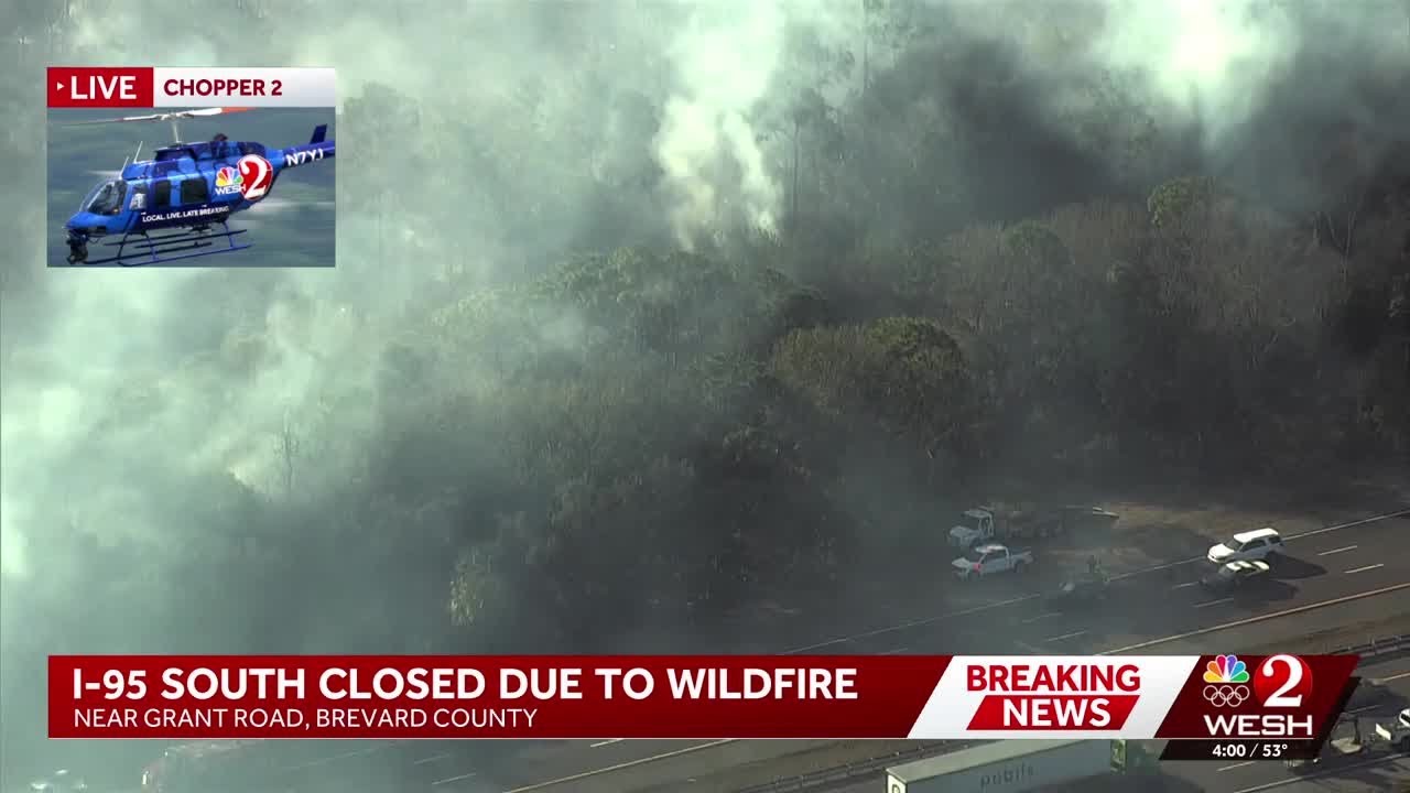 Large brush fire shuts down I-95 in Brevard County for 2nd day in a row ...