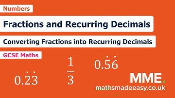 Numbers - Fractions and Recurring Decimals (Video 1)