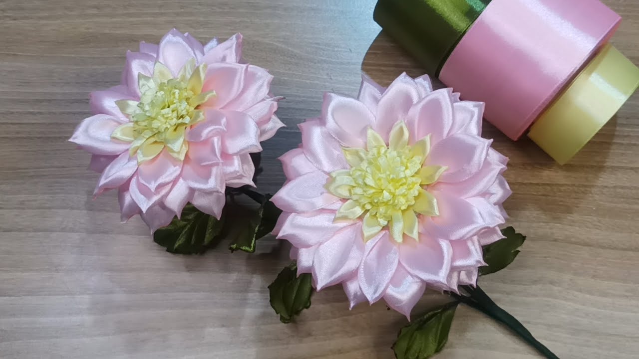 Easy Tutorial: Making Beautiful Dahlia Flowers from Satin Ribbon