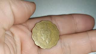 1anna George VI king emperor 1945 India british coin