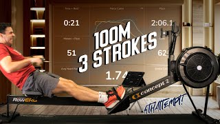 What Does my FORCE CURVE Look Like Attempting 100m in 3 Strokes Concept2 Challenge?