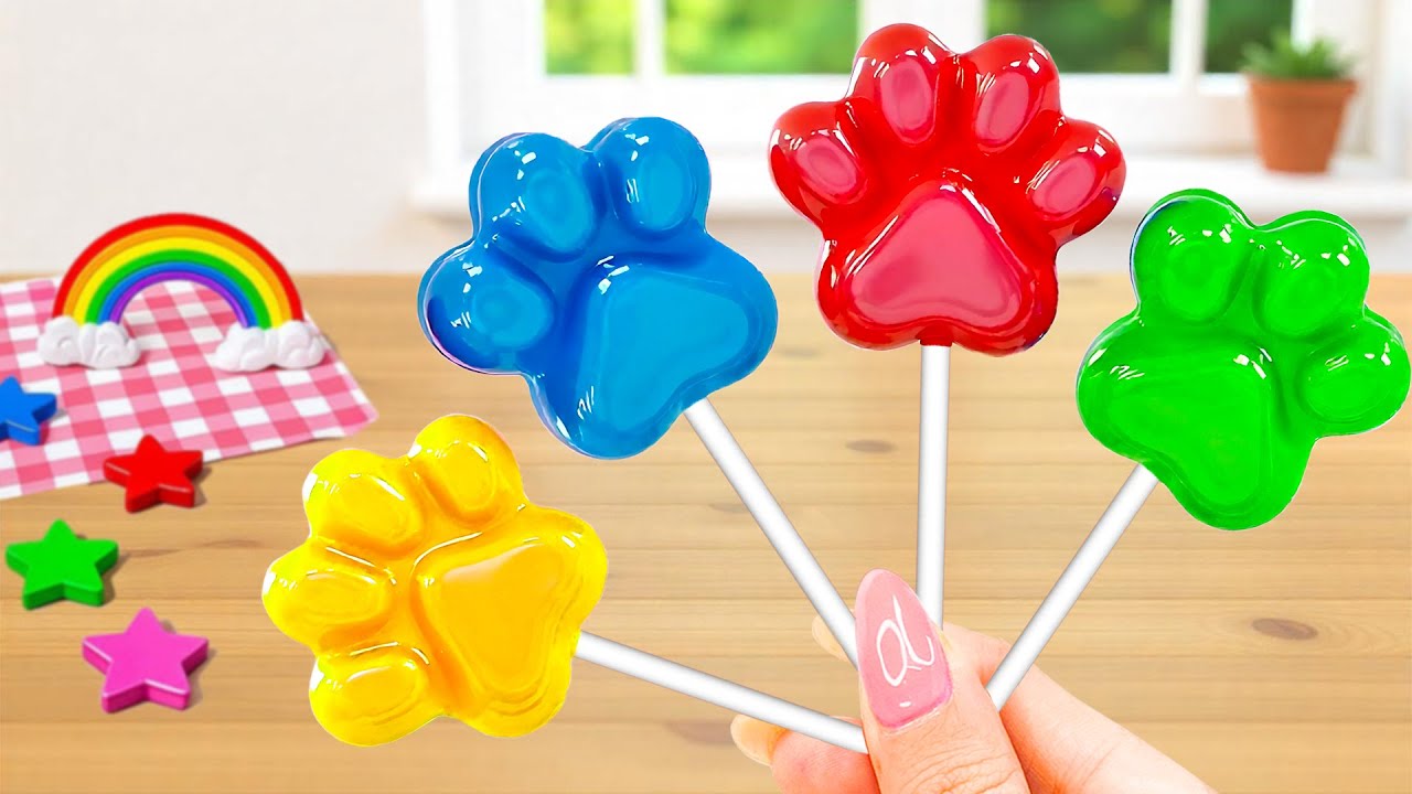 Caramelos de goma 🍒🍓🍉 Cómo hacer brochetas de gelatina de arcoíris en miniatura para decorar postres