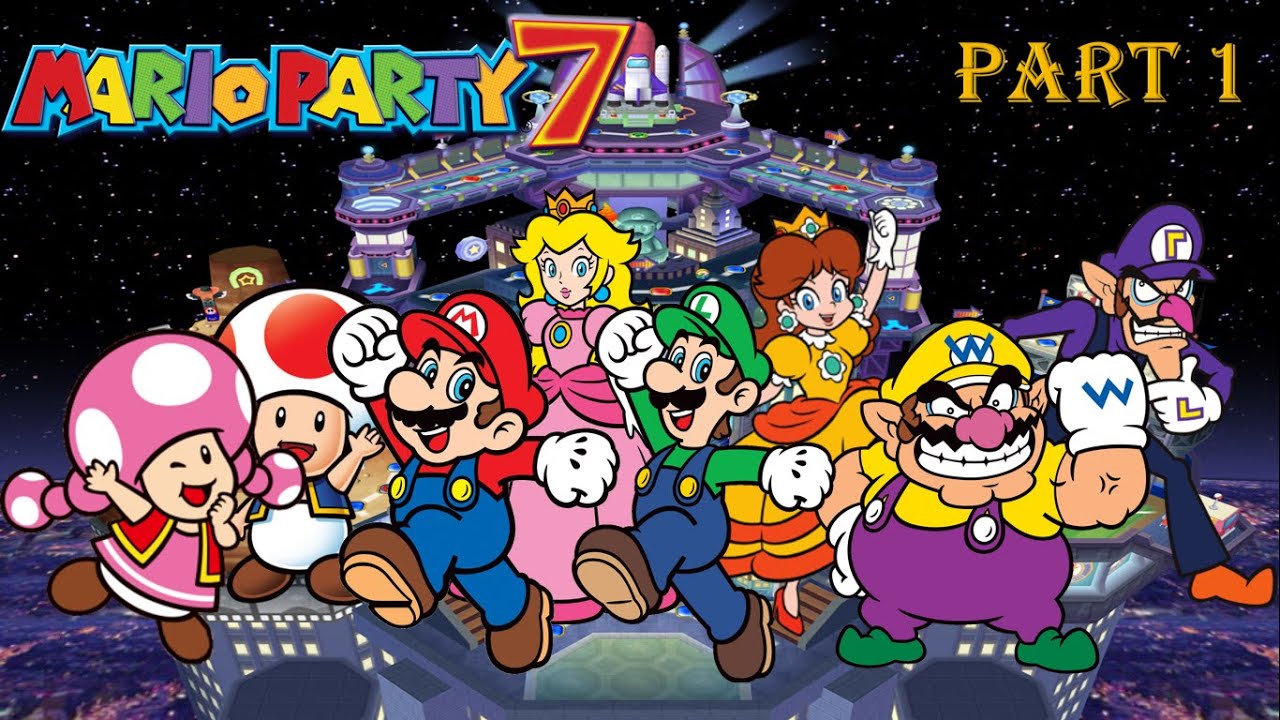 Mario Party 7 - Team Toadette vs Team Mario vs Team Luigi vs Team Wario - Neon Heights (Part 1)