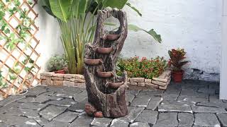 Rain Forest Tree Trunk Fountain Full Tour | FountJoy 5-Tier Nature Water Feature LS4633
