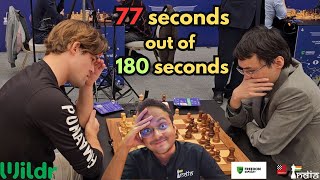 Why did Magnus Carlsen think for 77 seconds in a 3 minute game | Carlsen vs Yu Yangyi