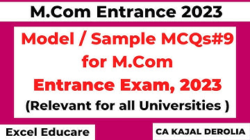 Model Paper for M.Com Entrance 2023 | M.com Entrance Practice Set 2023 | Part 9 | CUET | DUET | All|