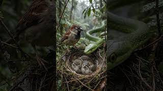 Sparrow Attacks Snake to Save Its Babies #wildlife #nature #shorts