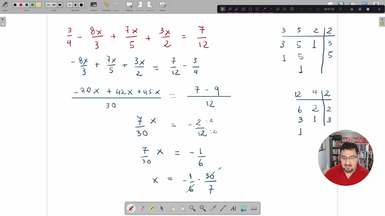 Matemática: Ecuaciones con Coeficientes Fraccionarios (USS)