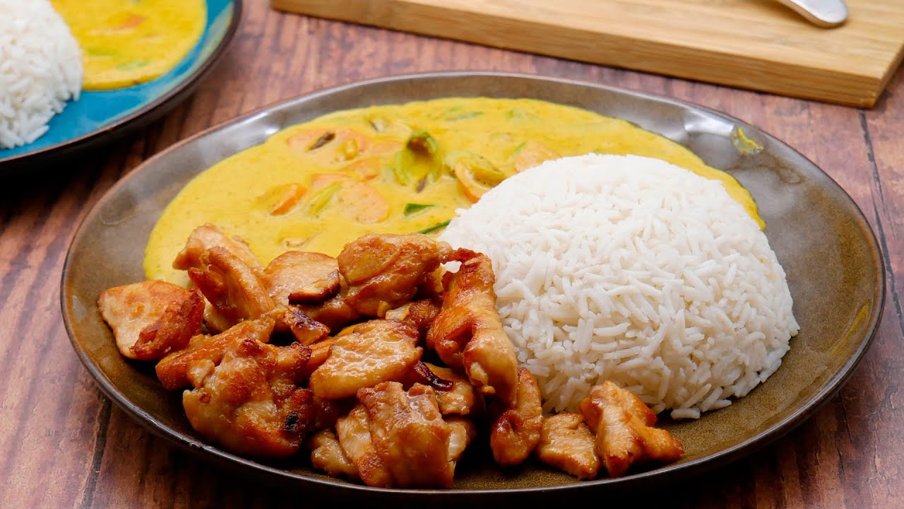 Risret med stegt kylling og karrysovs - Wokmad med temperaturstyring