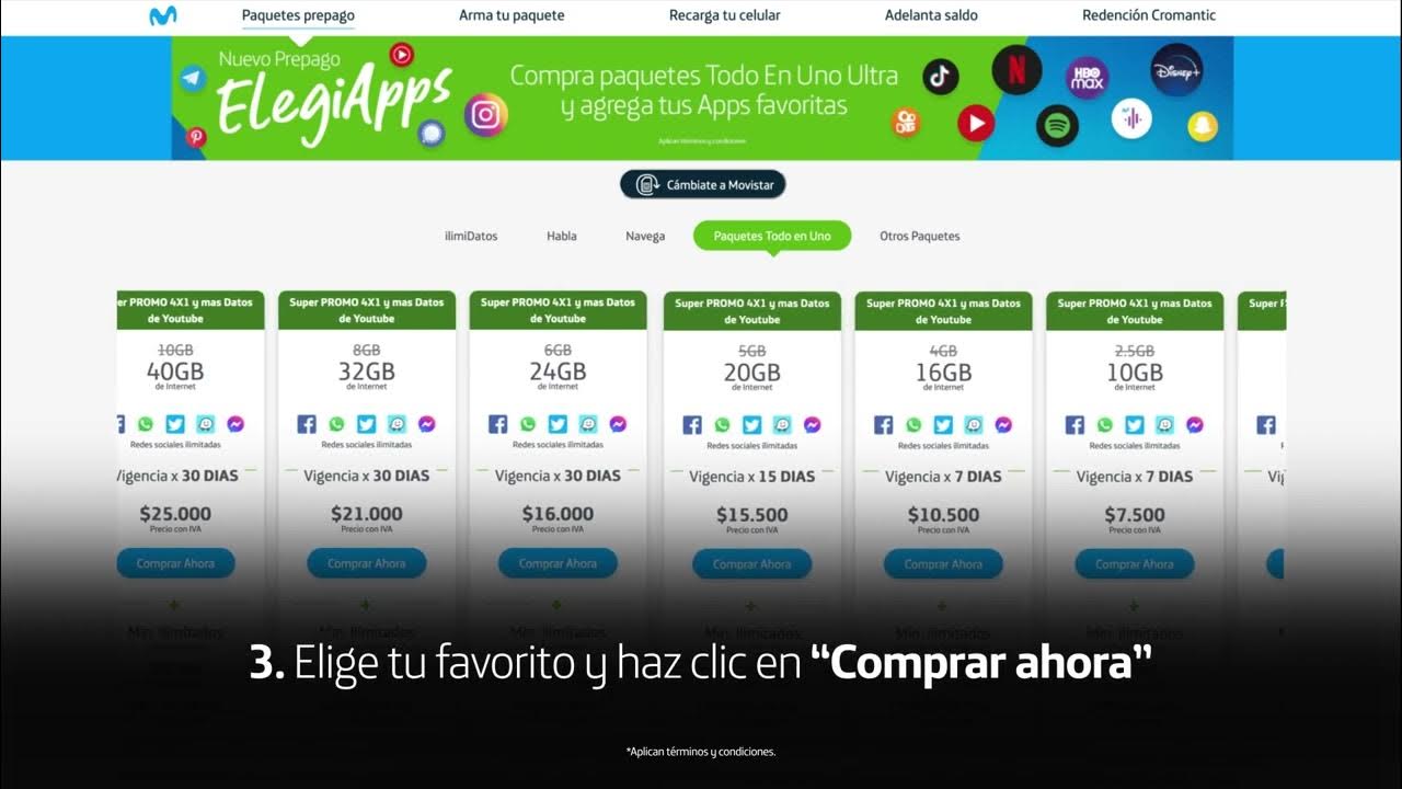 Sigue los pasos y compra tu paquete prepago desde movistar co youtube