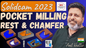 SolidCAM 2024 Programming tutorials | SolidCAM 2024 Pocket Machining | Rest Machining| Chamfer