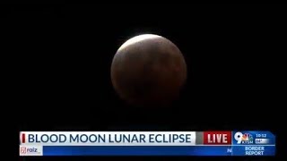 Blood moon lunar eclipse at its peak
