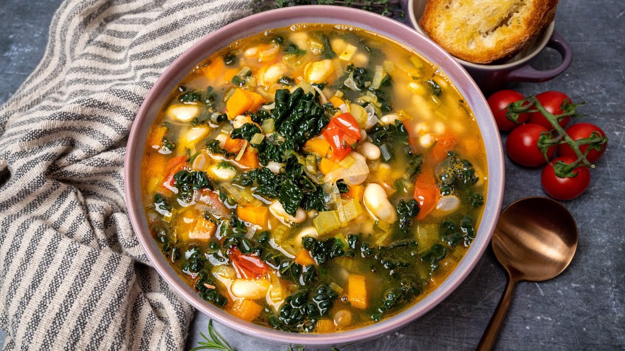 Tuscan White Bean and Kale Soup Ribollita - YouTube