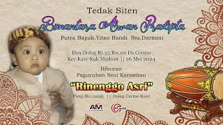 Beksan Karawitan 'RINENGGO ASRI' || Tedak Siten -BIMANTARA AWAN PRADIPTA- Dolog Cermo Kare 26.05.24