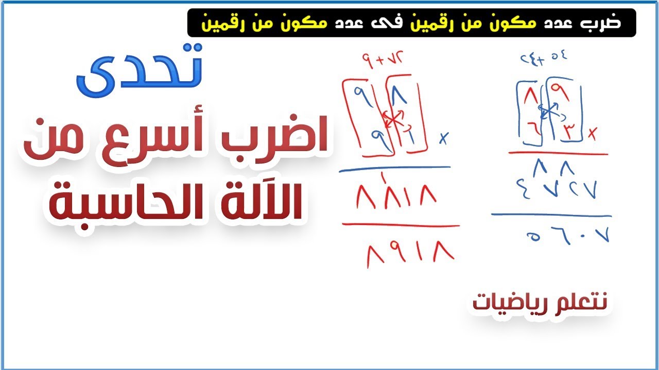 الطريقة السحرية لضرب عدد مكون من رقمين في عدد مكون من رقمين - ضرب اسرع من الالة الحاسبة