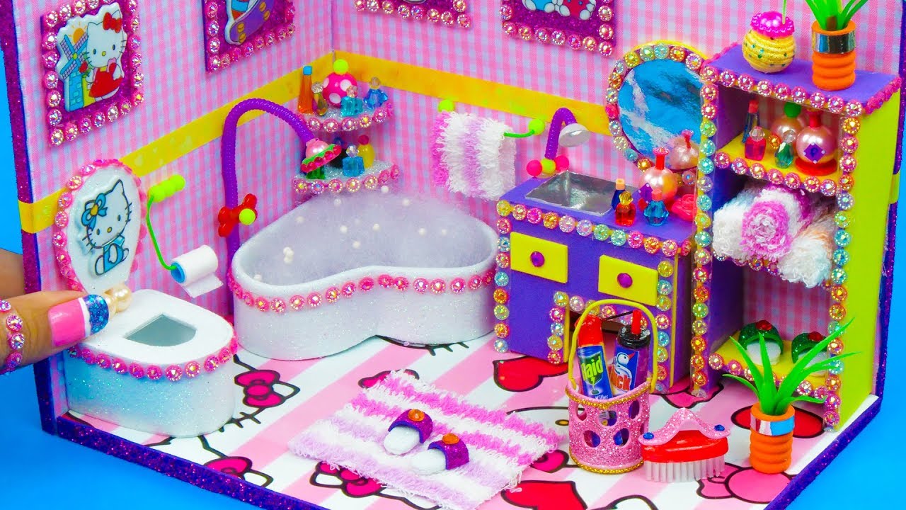  DIY Miniature Hello Kitty Bathroom YouTube