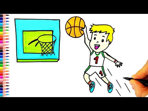 Basketbolcu Çizimi 🏀 Basketbol Oynayan Çocuk Çizimi - How to Draw Basketball Player