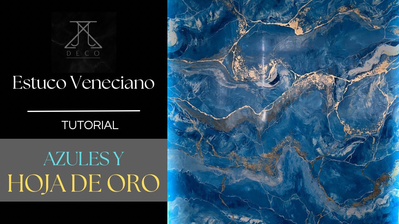 ✨ESTUCO VENECIANO ✨Azules y Hoja de Oro (Tutorial)