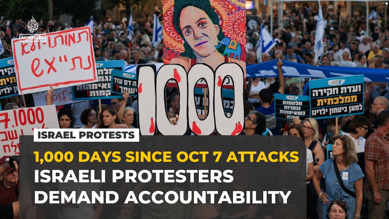 Israelis protest to mark 1,000 days since October 7 Hamas-led attacks