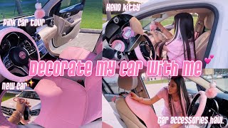 DECORATE MY NEW CAR WITH ME | car tour + car accessories haul (pink, sparkly, & hello kitty✨)