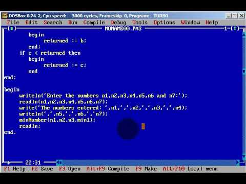 Turbo Pascal Programming #38 Procedure Minimum number App Level 3 - YouTube